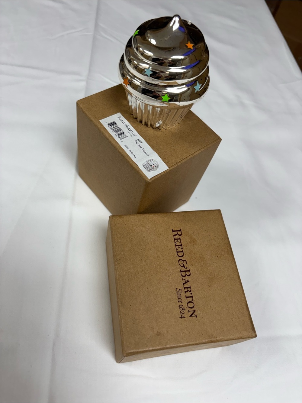 Reed & Barton Silver Musical Trinket Cupcake plays Happy Birthday